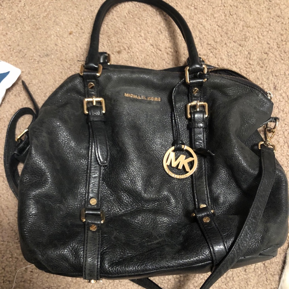Real Micheal Kors cross body black leather bag